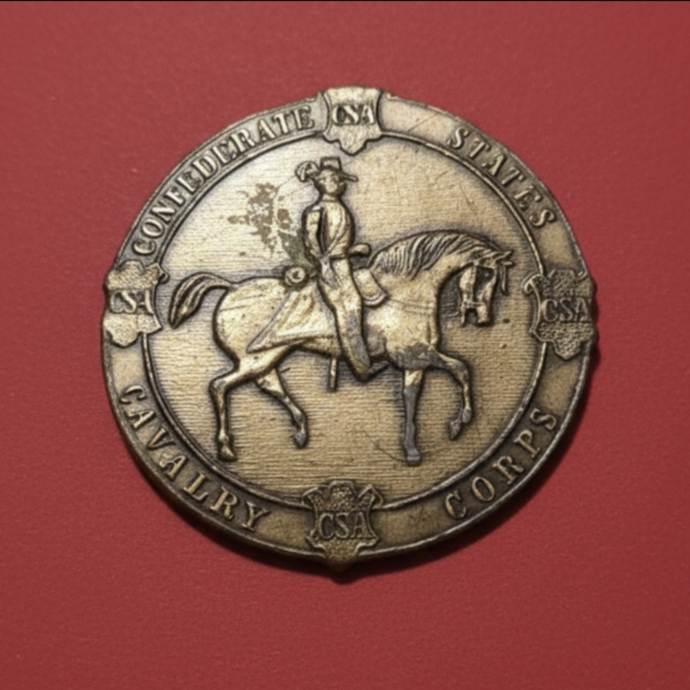Vintage Confederate States Cavalry Corps Brass 2.5" Belt Buckle